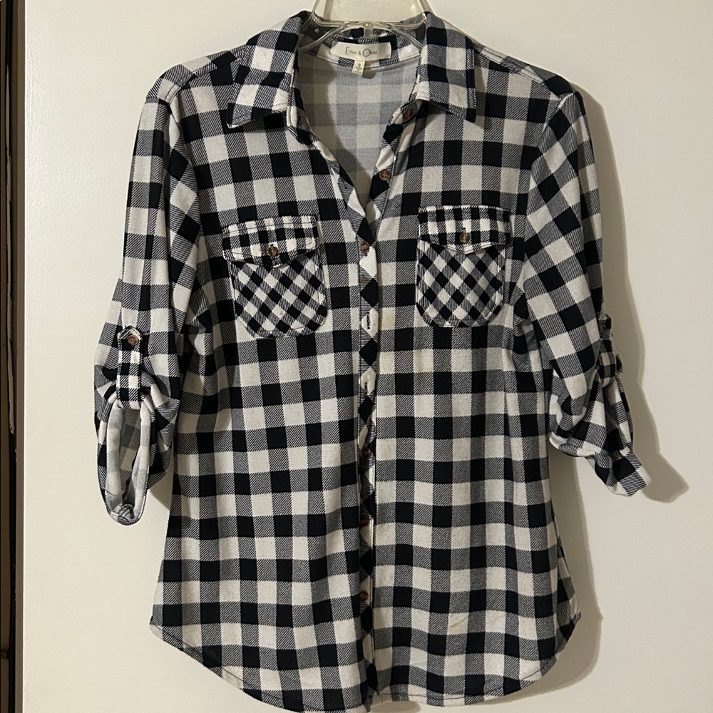 Eden & Olivia Monochrome Plaid Shirt